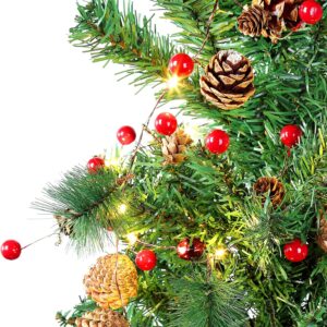 20 Luci LED in Filo d'argento Pigne e Bacche Rosse GOOBAY