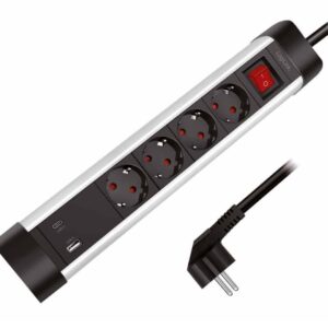 Presa Multipla a 4 vie con Presa USB-C&trade; PD e USB-A QC per la Ricarica Veloce LOGILINK