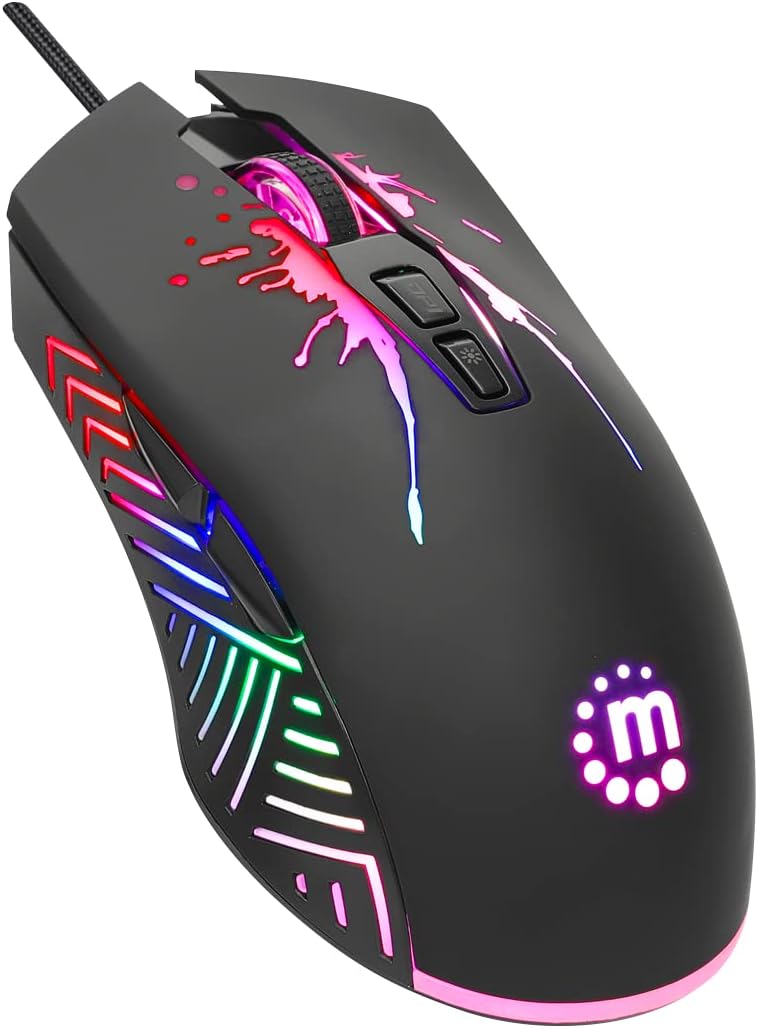 Mouse ottico Gaming LED RGB con cavo USB MANHATTAN