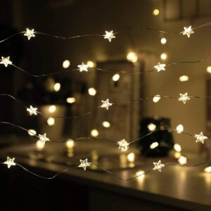 20 Luci LED a Stella con Filo d'argento IP20 Bianco Caldo a Batteria con Timer GOOBAY