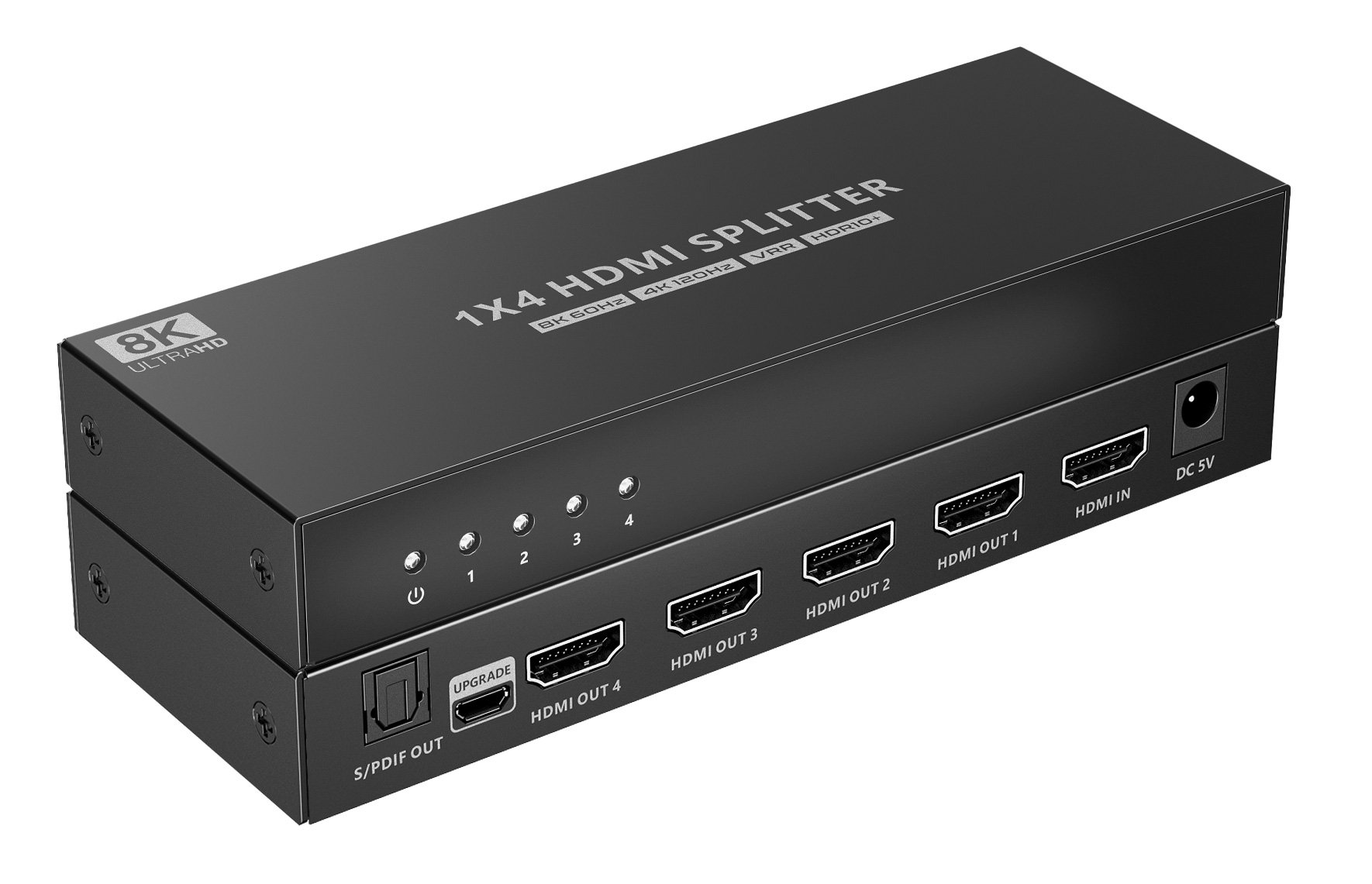Splitter HDMI 8K UHD 3D 60Hz 4 vie CEC SPDIF Ottico TECHLY