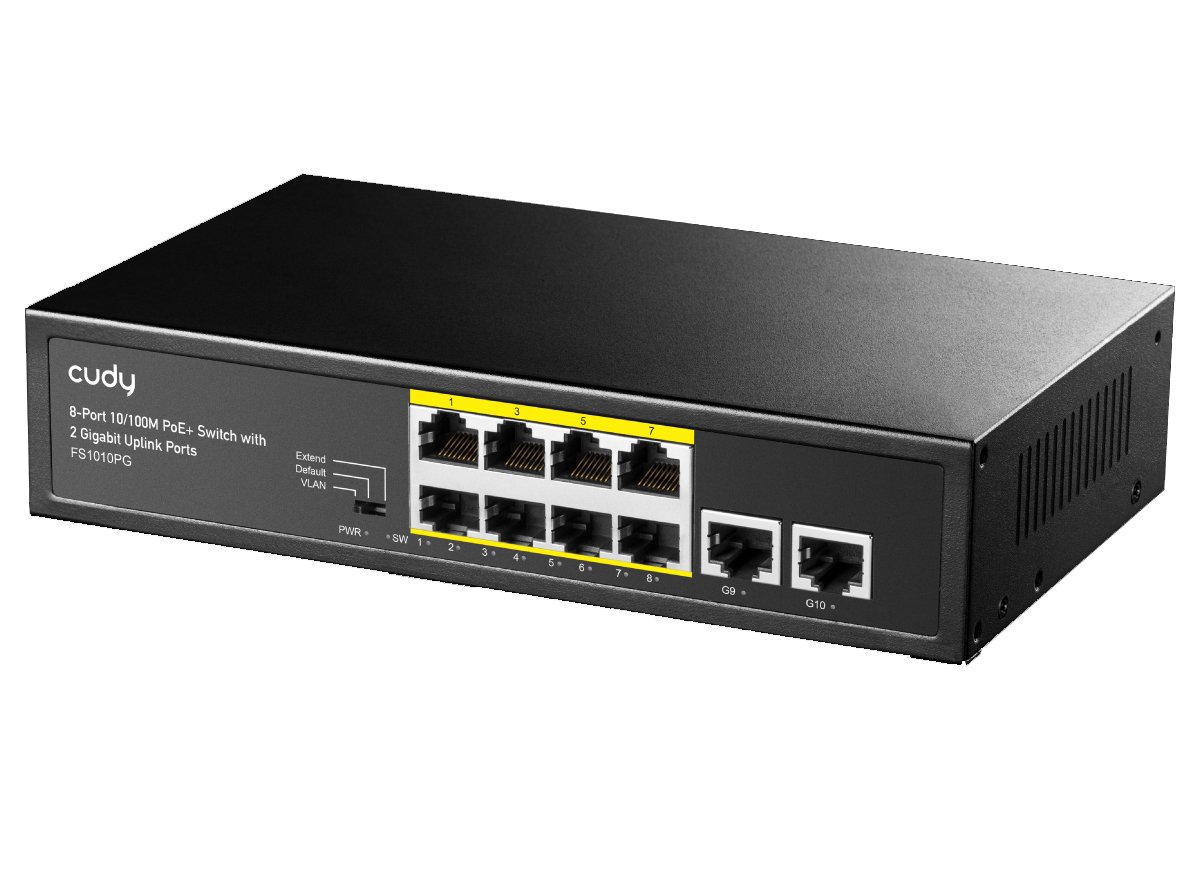 Switch PoE+ 10/100M 8 Porte con 2 Porte Uplink, FS1010PG CUDY