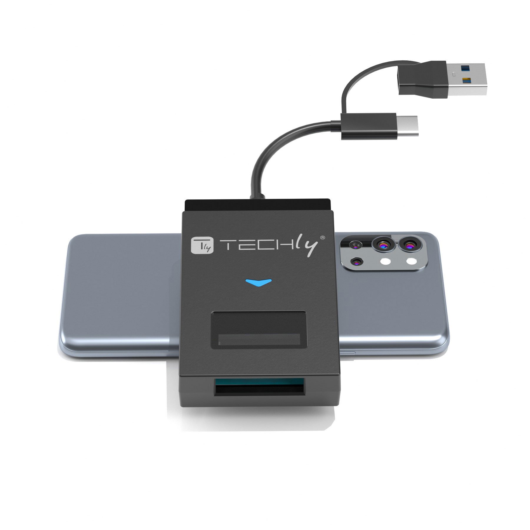 Adattatore USB-A/USB-C™ a NVME/SATA M.2 con Lettore Memorie SD/TF TECHLY - immagine 6