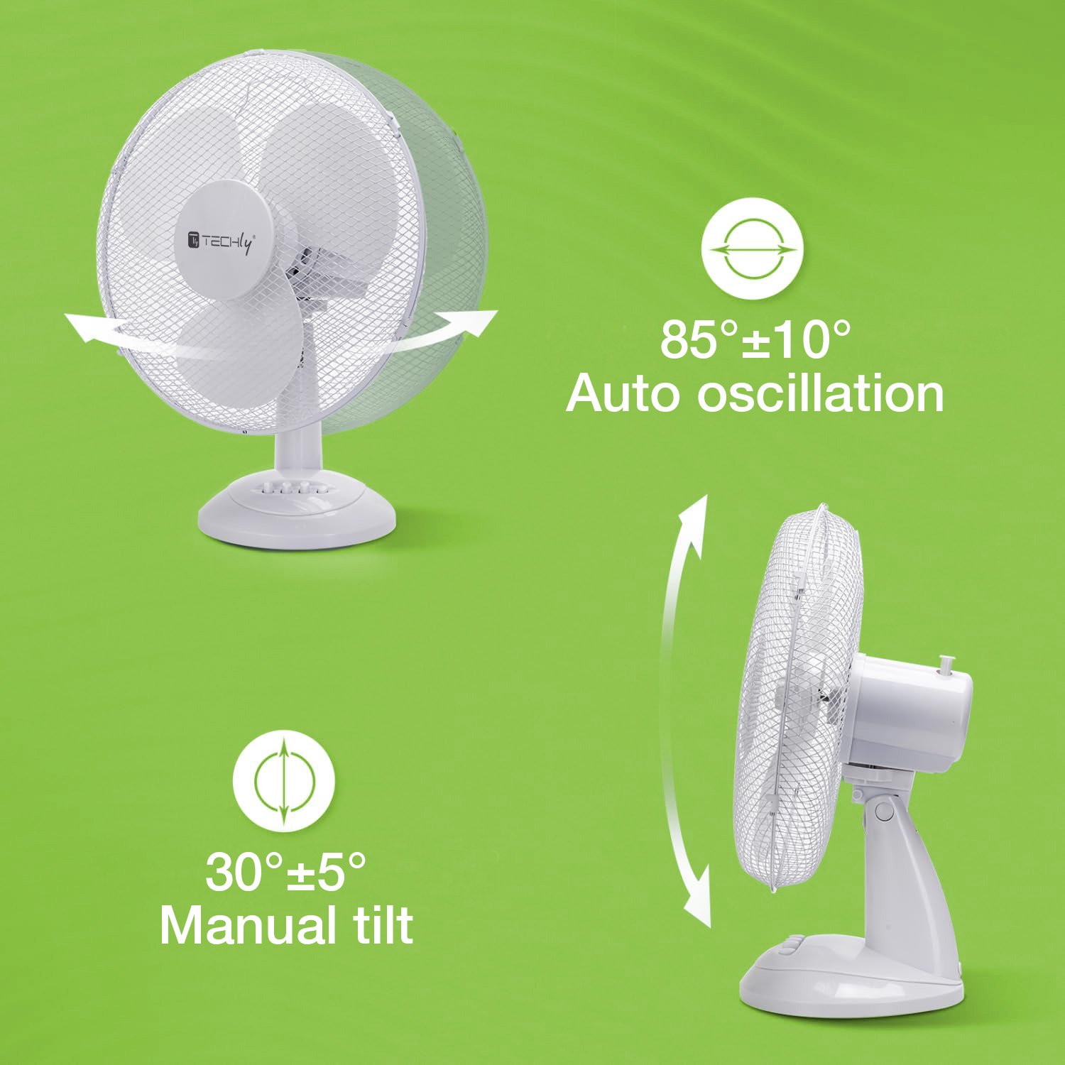 Ventilatore Rotante da Tavolo Diametro 30 cm a 3 Velocità TECHLY - immagine 6