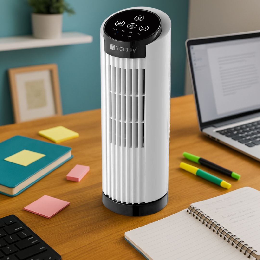 Mini Ventilatore a Torre 13'' 3 Velocità con Interruttore Touch Oscillazione 70° e Timer TECHLY - immagine 6