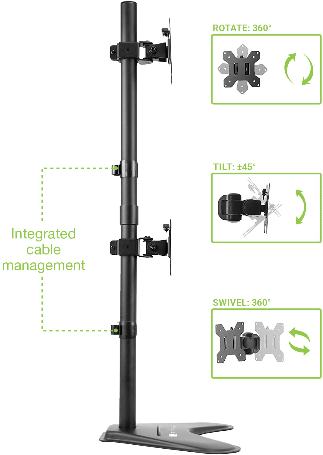 Supporto da Scrivania 2 Monitor 17-32'' con Base e Supporto per Smartphone TECHLY - immagine 10