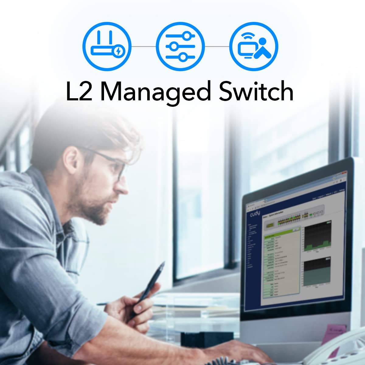 Switch Gigabit PoE+ a 24 porte con 4 porte Gigabit Combo, GS2028PS4 CUDY - immagine 6