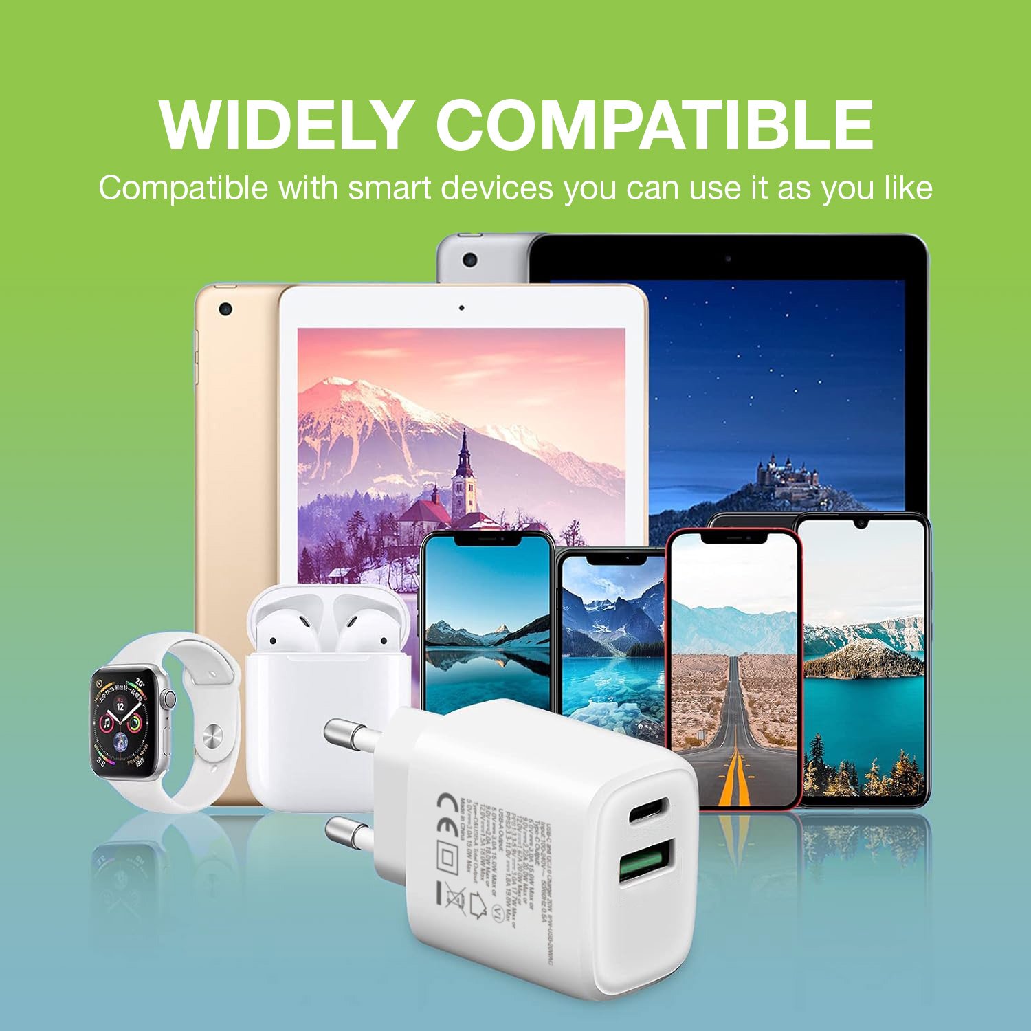 Caricatore Alimentatore GaN USB-C™ 20W e USB-A 18W da Muro TECHLY - immagine 6