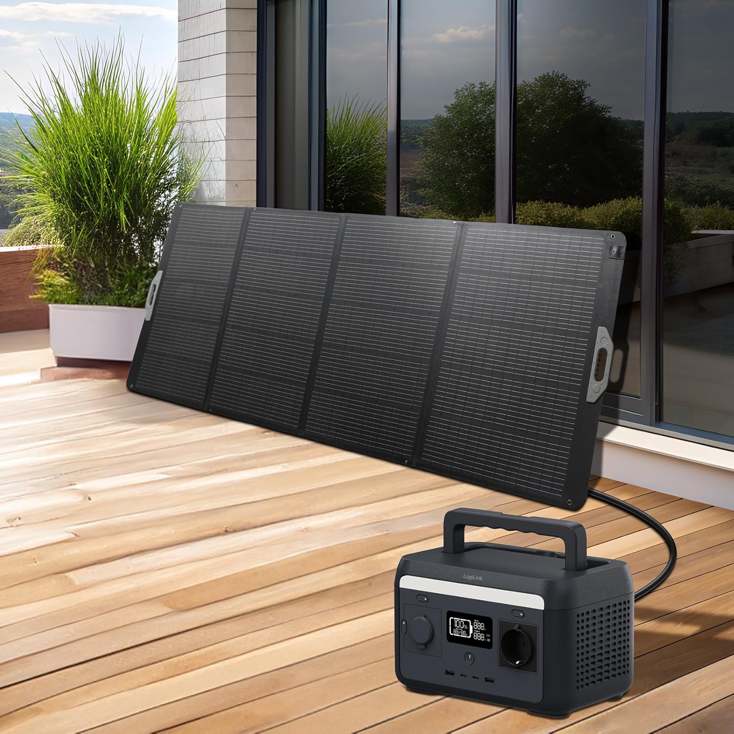 Stazione di Alimentazione Portatile 300W LiFePO4 Batteria Ricarica Solare Tuya LOGILINK - immagine 7