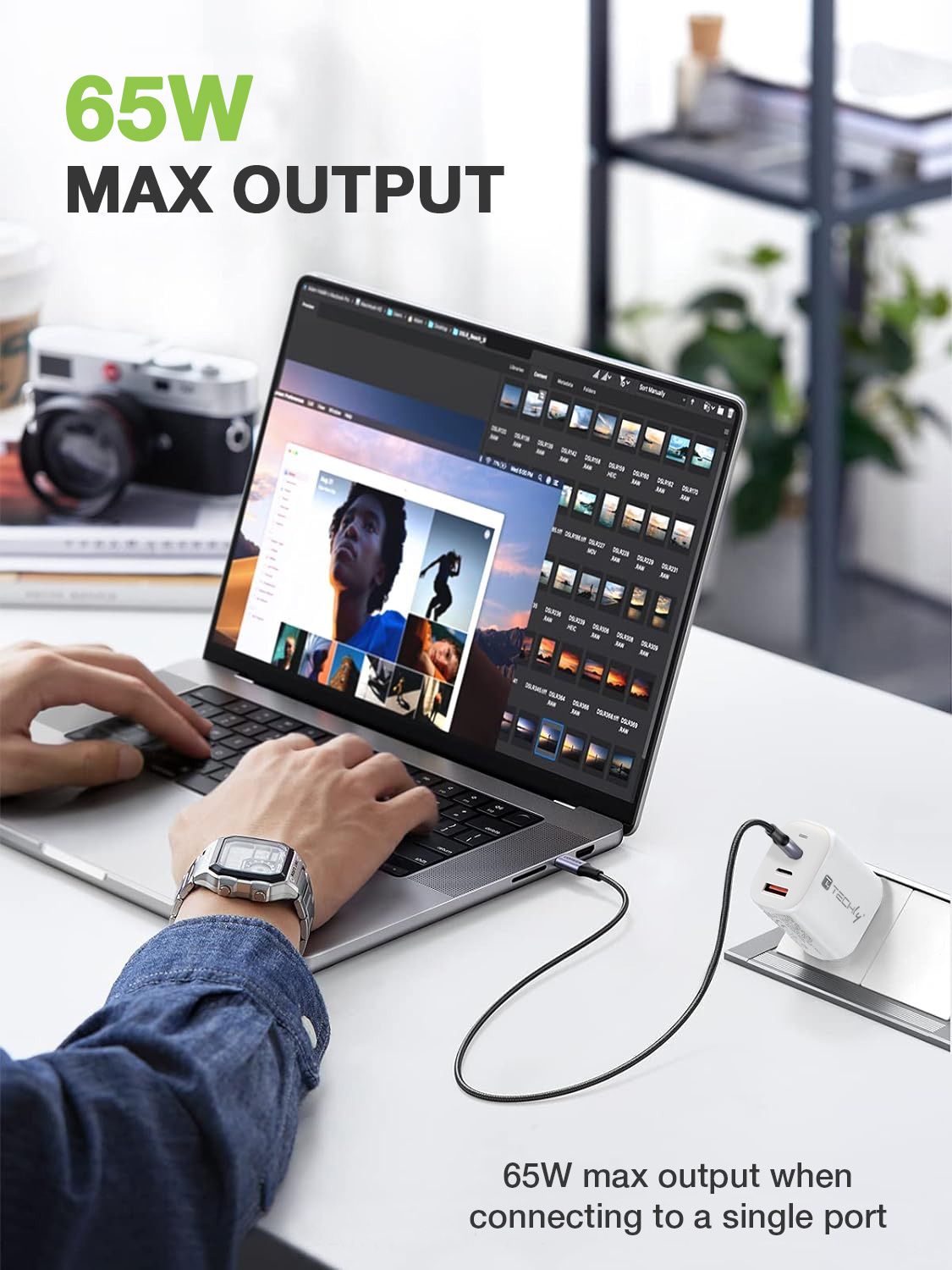 Caricatore Alimentatore 2 porte USB-C™ e 1 USB-A da Muro 65W TECHLY - immagine 6