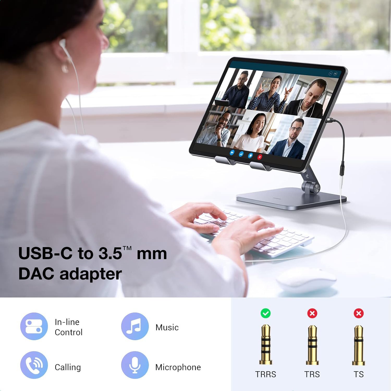 Cavo Adattatore Cuffie da USB-C™ a Jack Audio 3.5'' Chip DAC TECHLY - immagine 5