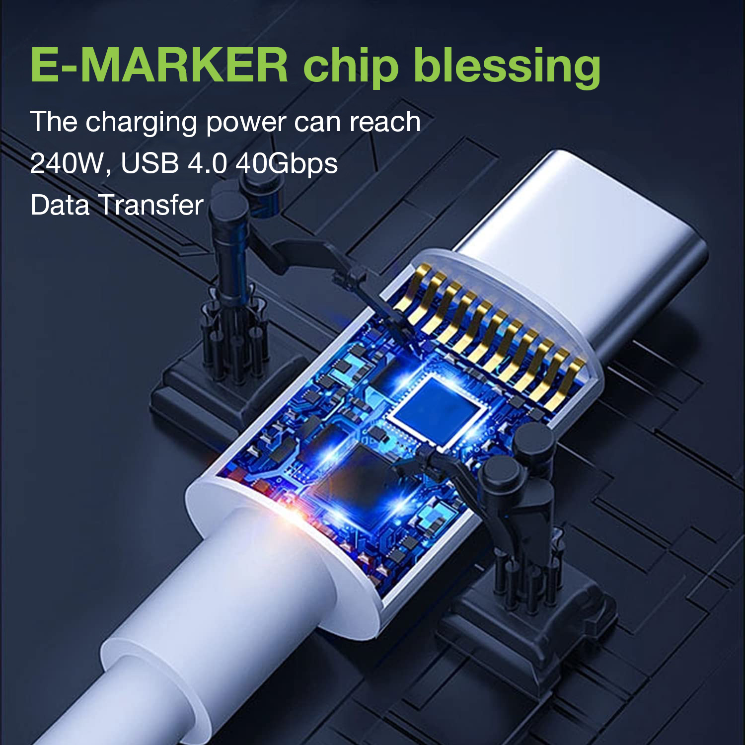 Cavo USB4 Gen3 EPR USB-C™ M/M 40G 240W PD3.1 8K E-Mark Certificato 1m TECHLY - immagine 6
