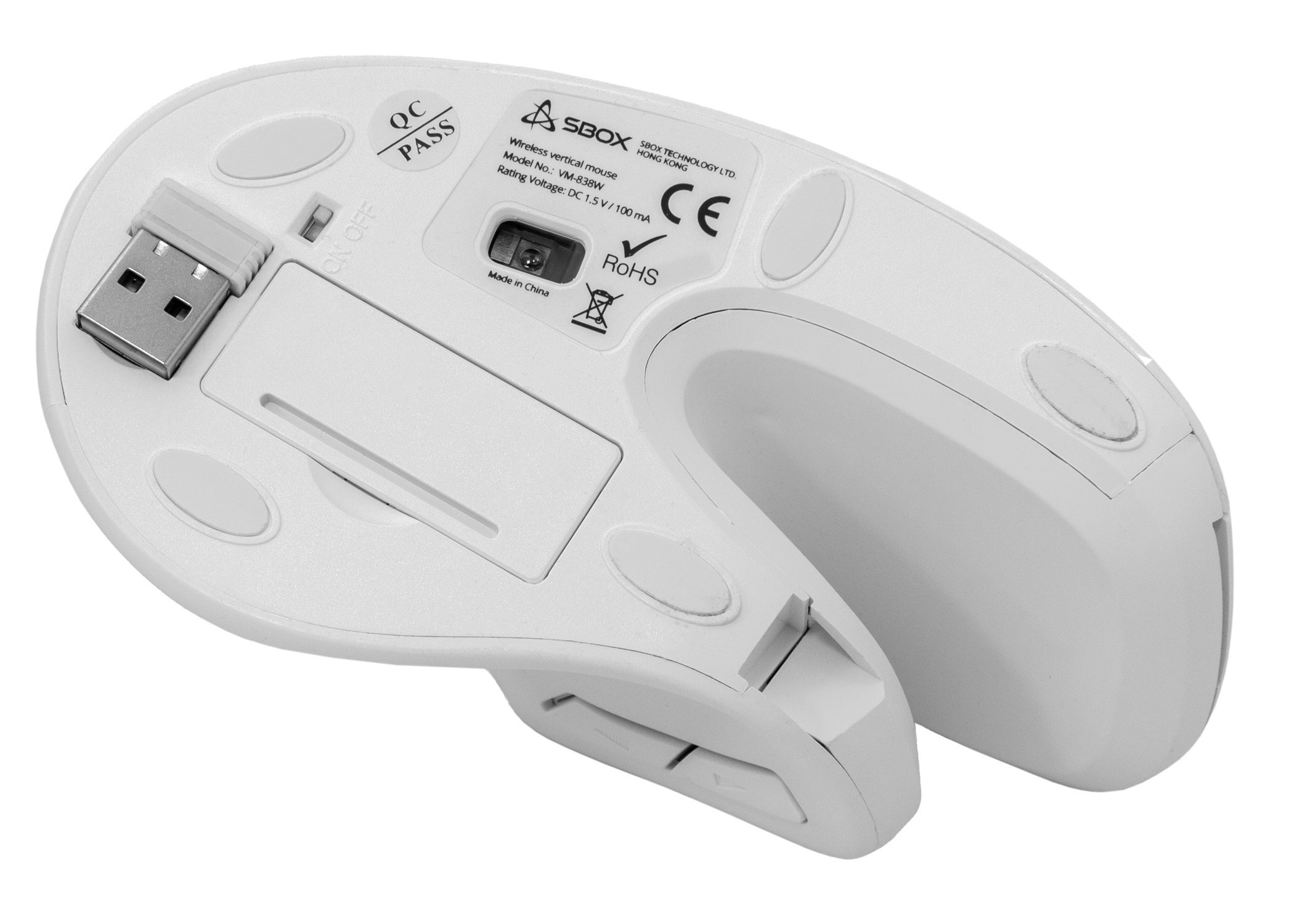 Mouse Verticale Ottico Ergonomico Wireless Bianco SBOX - immagine 6