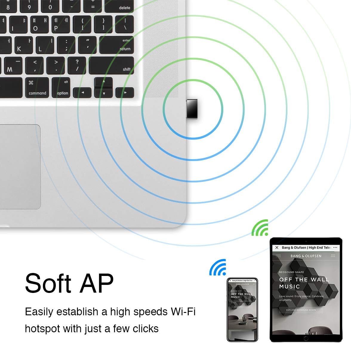 Nano Adattatore USB WiFi Dual Band 650Mbps per PC con Modalità SoftAP, WU650 CUDY - immagine 6