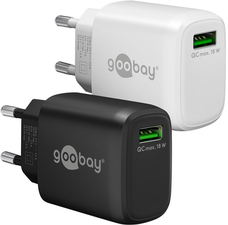 Caricabatterie Ricarica Rapida USB QC 3.0 (18 W) Bianco GOOBAY - immagine 5