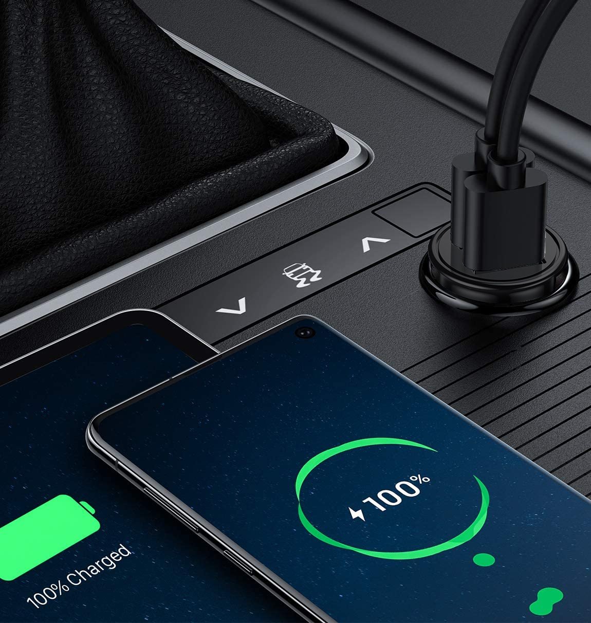 Mini Caricatore da Auto 2 Porte USB-A Ricarica veloce 36W Metallo Nero TECHLY - immagine 5