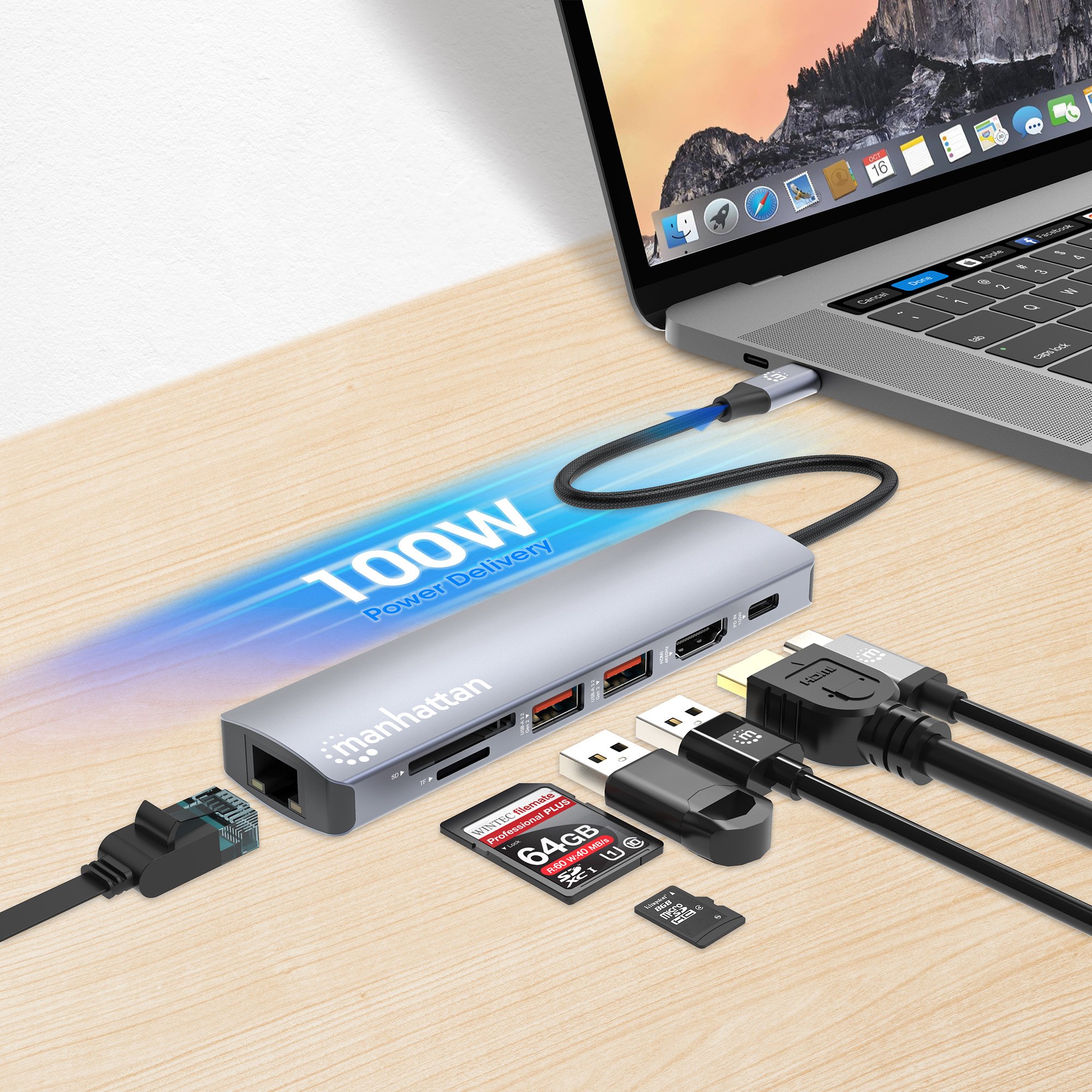 Docking Station USB-C™ PD 7-in-1 4K Hub Multiporta MANHATTAN - immagine 6