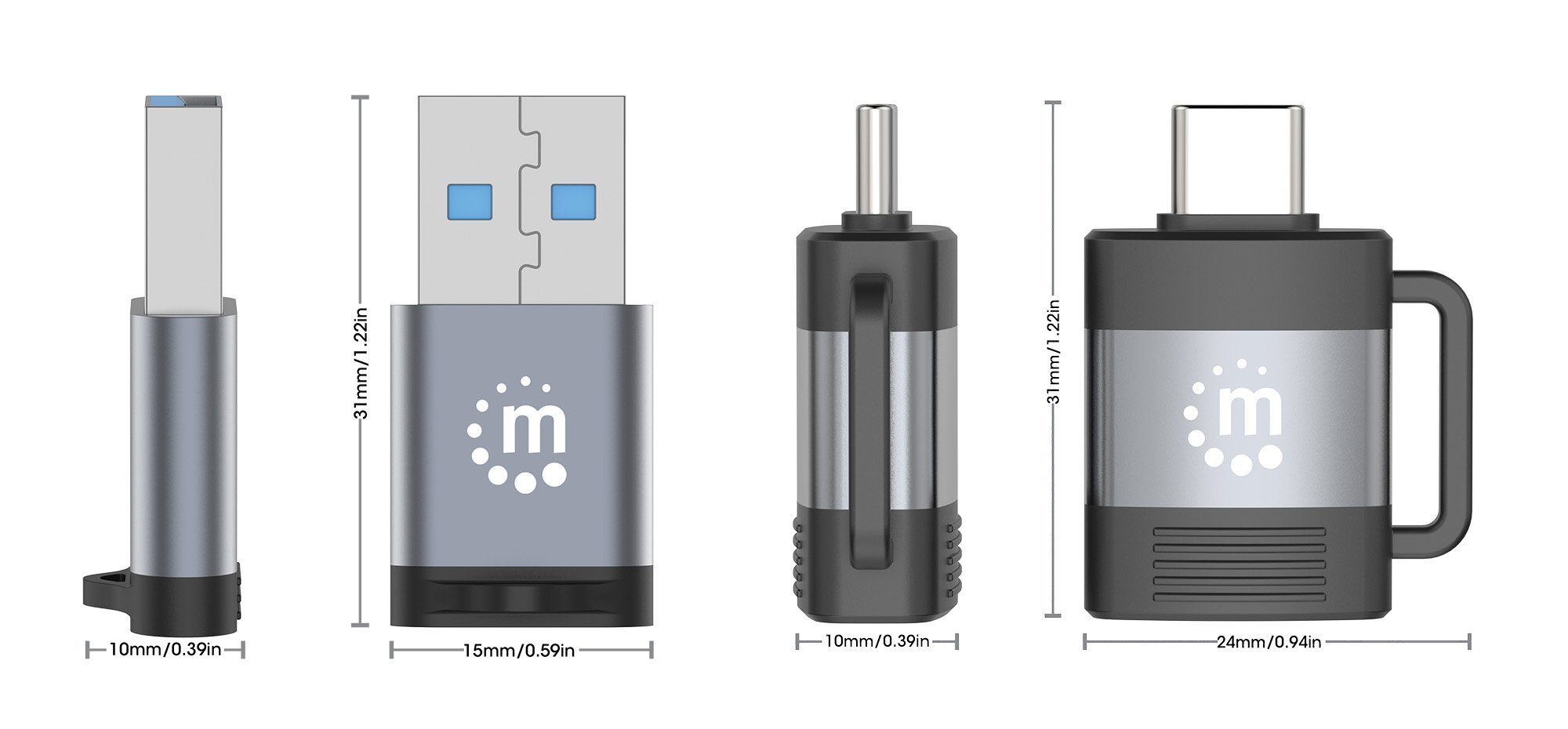 Set 2 Adattatori USB-C™ a USB-A & USB-A a USB-C™ MANHATTAN - immagine 6