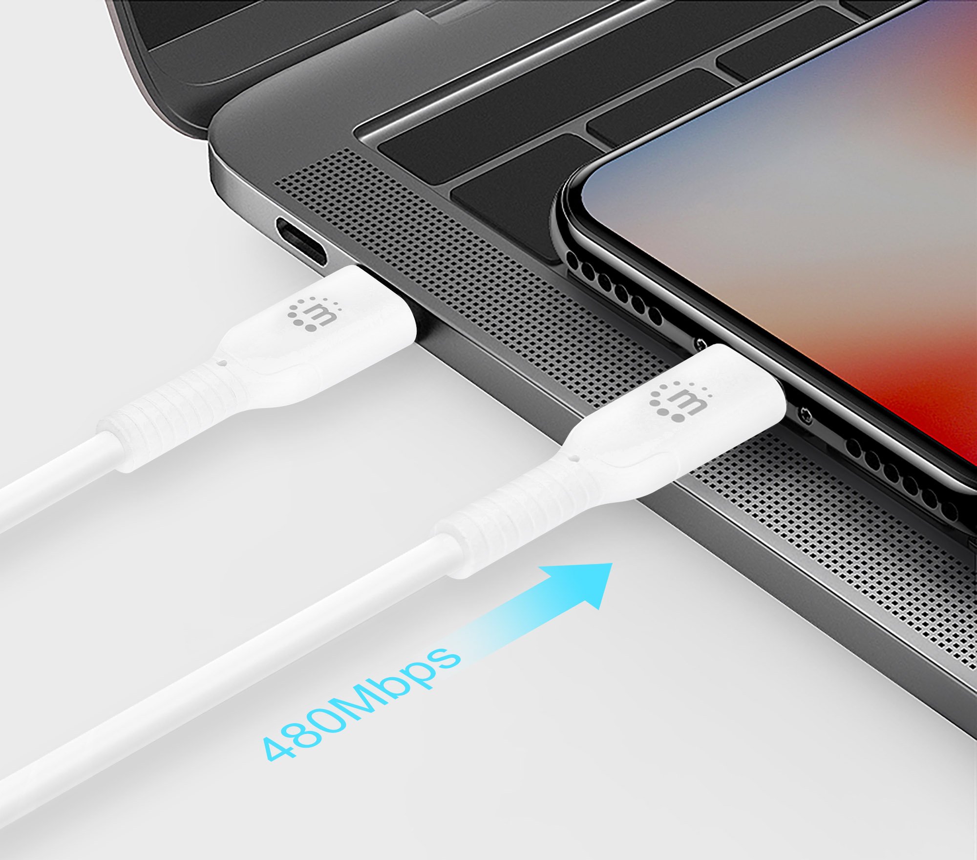 Cavo di Ricarica e Sincronizzazione USB-C™ a Lightning® 2m Bianco MANHATTAN - immagine 6