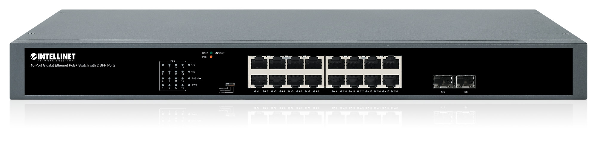 Gigabit Ethernet Switch PoE+ 16 porte con 2 porte SFP INTELLINET - immagine 6