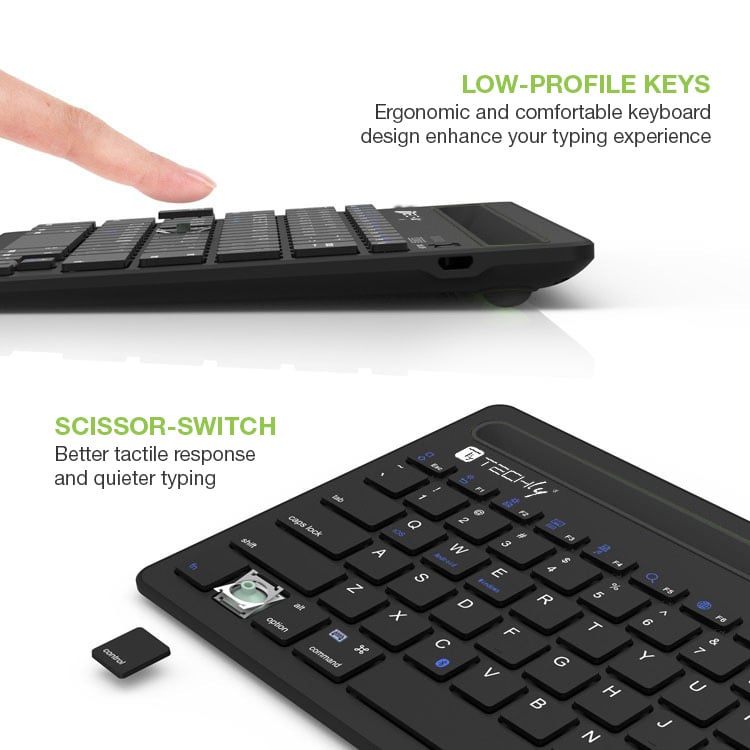 Mini Tastiera Wireless 78 Tasti a 2 Canali con Tasti di Scelta Rapida e Stand per Tablet TECHLY - immagine 6