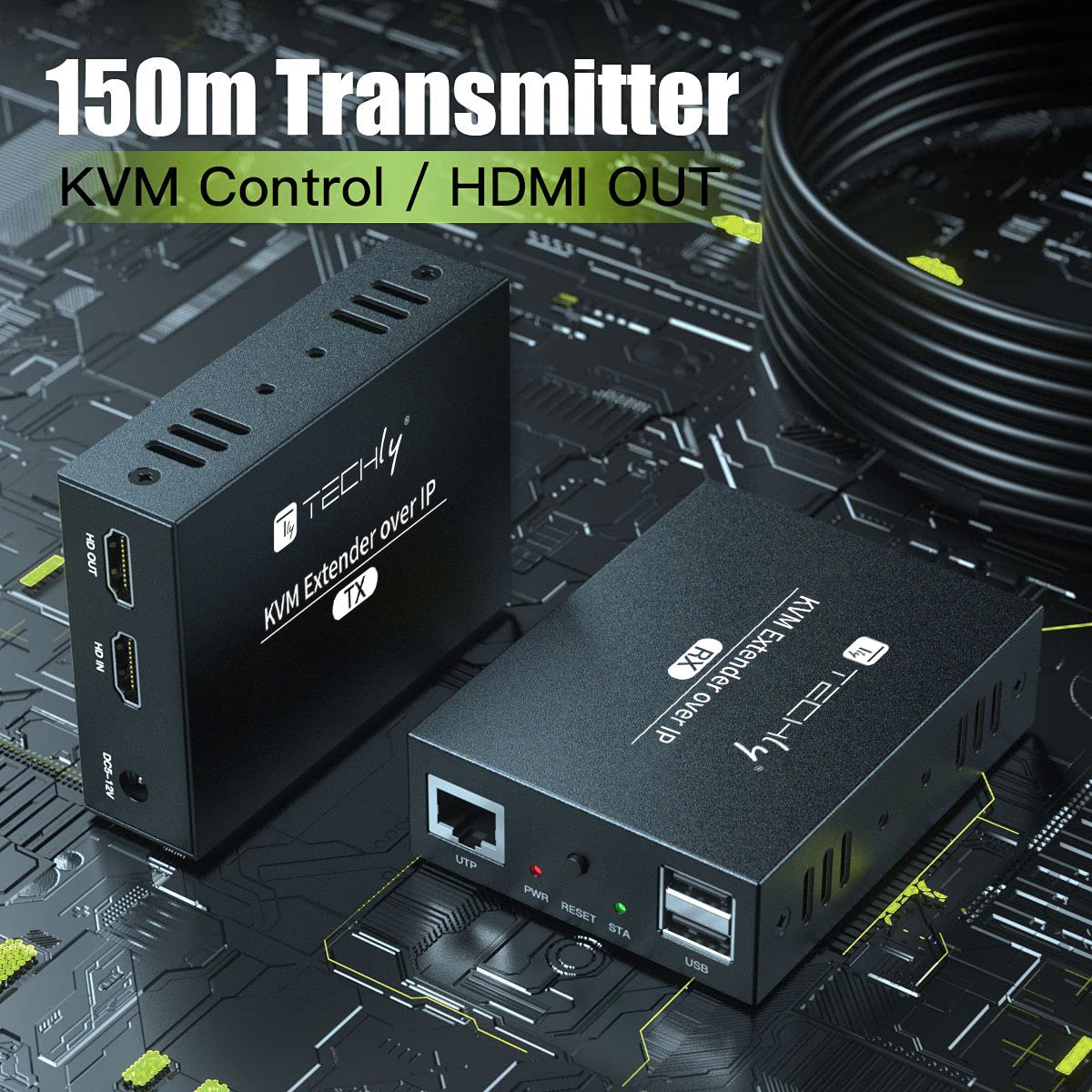 Ricevitore HDMI KVM Extender su Cavo di Rete 1080p@60Hz 150m TECHLY - immagine 5