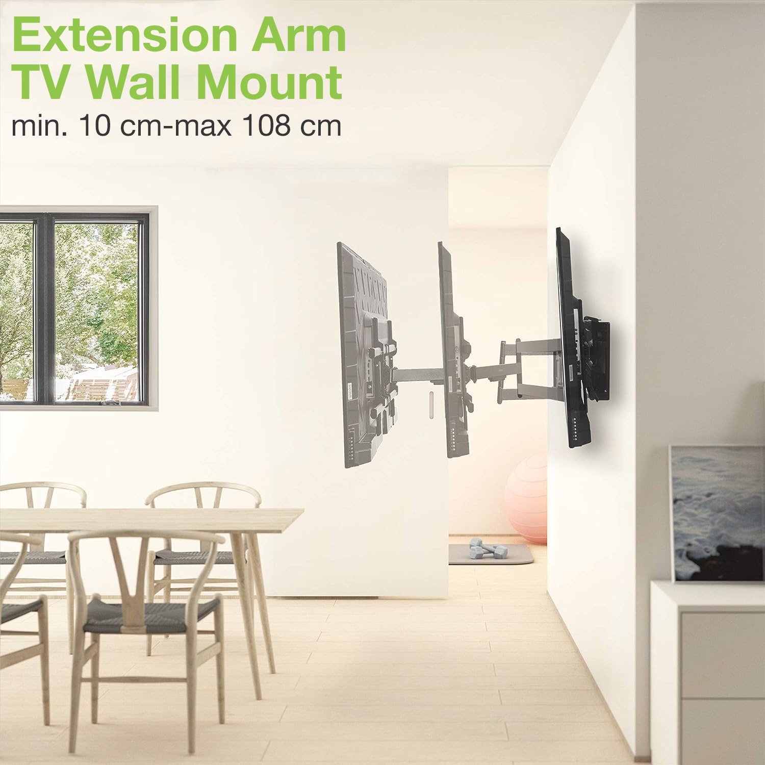 Supporto a Muro Extra Long Full Motion per TV 42-80'' TECHLY - immagine 6