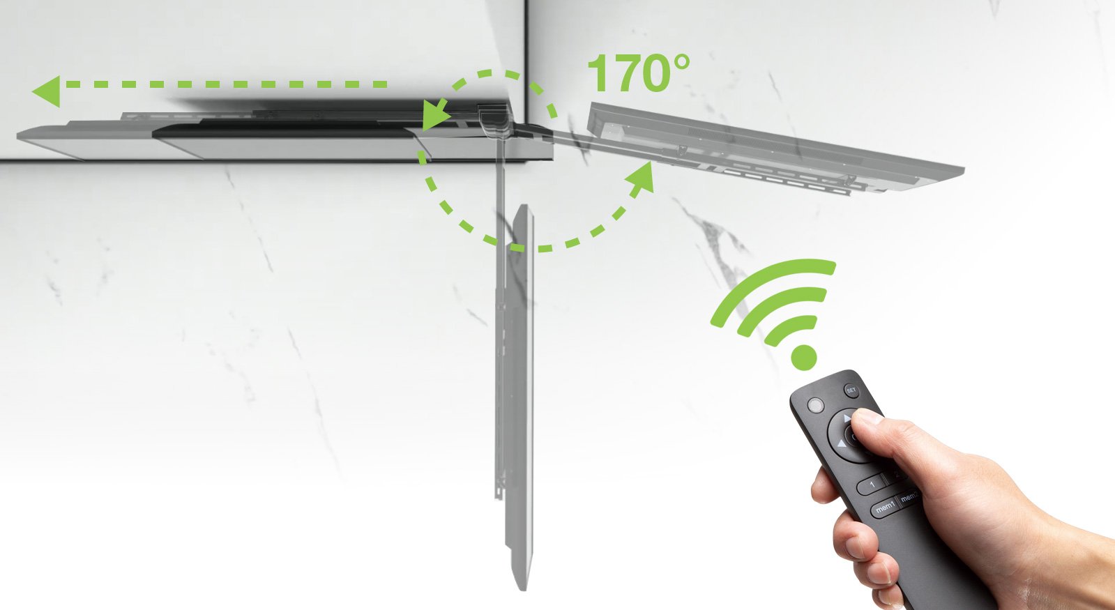 Supporto TV Basculante Motorizzato da Parete per TV da 32'' a 75'' TECHLY - immagine 5
