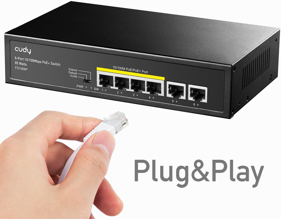 Switch PoE+ 6 Porte 10/100M 60W, FS1006P CUDY - immagine 6