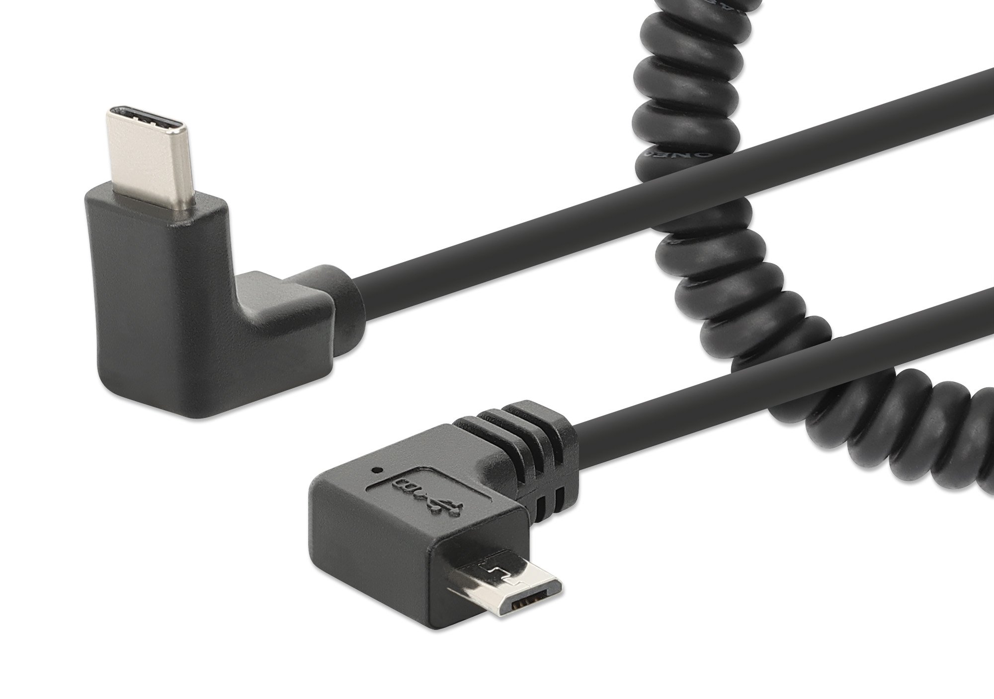 Cavo di Ricarica USB-C™ a Micro-USB 1m Spiralato Nero MANHATTAN