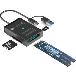 Adattatore USB-A/USB-C&trade; a NVME/SATA M.2 con Lettore Memorie SD/TF TECHLY
