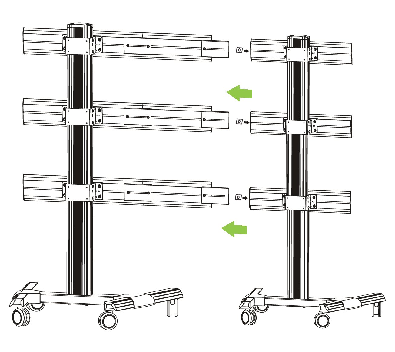 Kit Staffe e Braccio di Giunzione per Supporto Video Wall da Pavimento TECHLY
