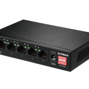 Switch 5 Porte Fast Ethernet a Lungo Raggio con 4 porte PoE+ e Switch DIP, ES-5104PH V2 EDIMAX