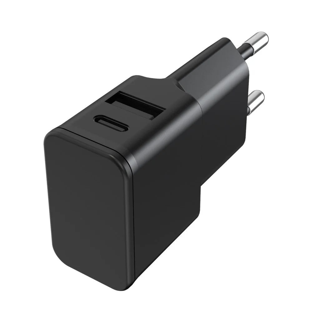 Caricatore Alimentatore USB-C™ e USB-A da Muro per Smartphone e Tablet Nero FONTASTIC