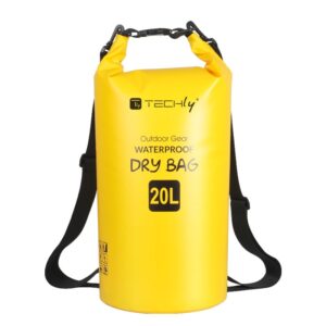 Sacca Impermeabile 20L Dry Bag con Tracolla Regolabile Giallo TECHLY