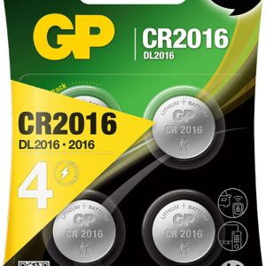 Blister 4 Batterie al Litio a Bottone 3V Lunga Durata CR2016 GP BATTERIES