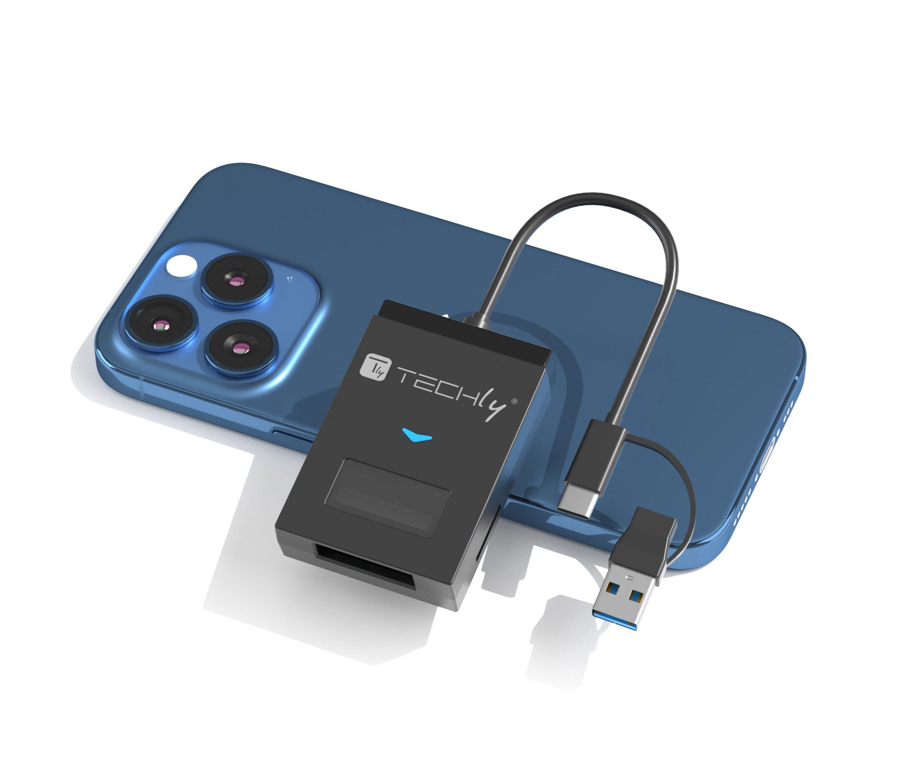 Adattatore USB-A/USB-C™ a NVME/SATA M.2 con Lettore Memorie SD/TF TECHLY - immagine 7