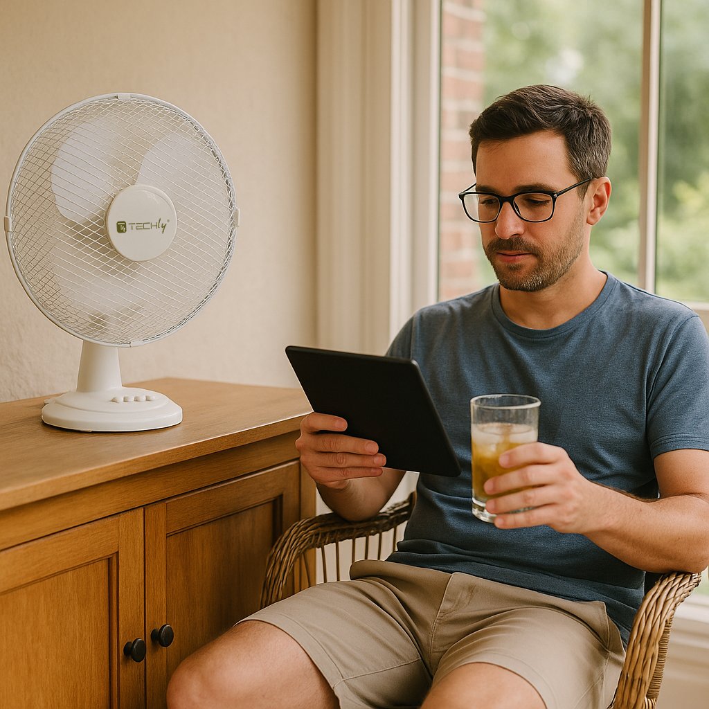 Ventilatore Rotante da Tavolo Diametro 30 cm a 3 Velocità TECHLY - immagine 7