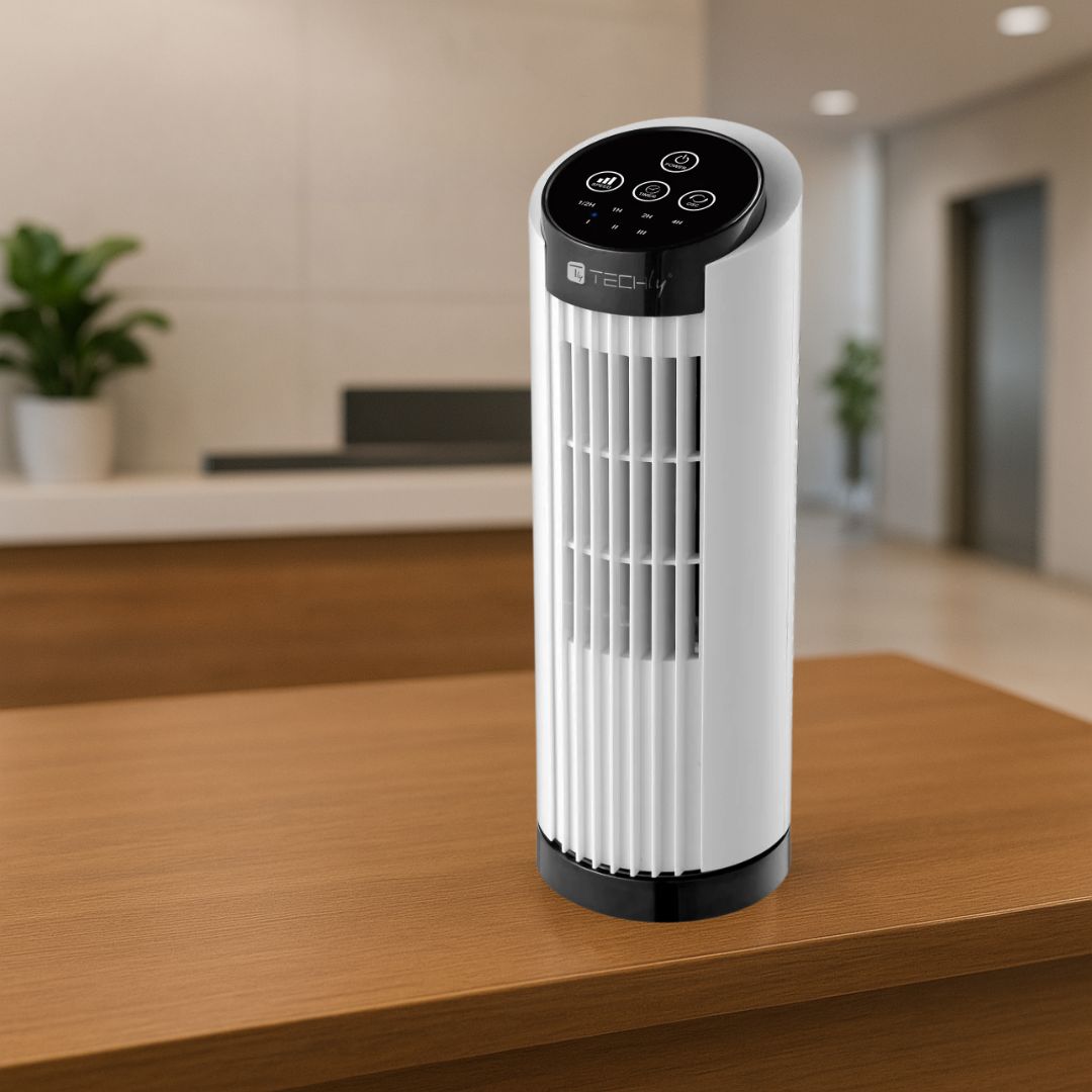 Mini Ventilatore a Torre 13'' 3 Velocità con Interruttore Touch Oscillazione 70° e Timer TECHLY - immagine 7