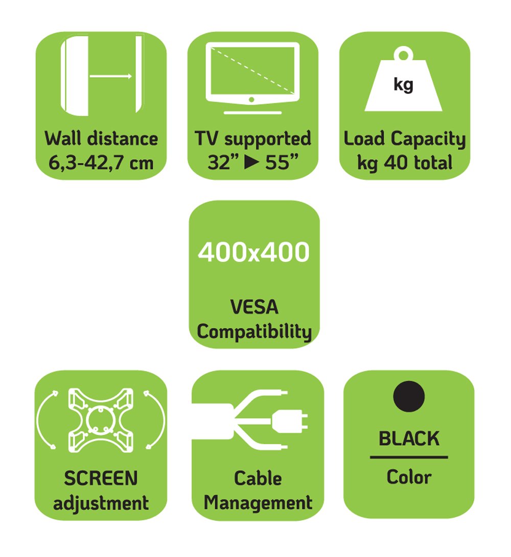 Supporto a Muro per TV LED LCD 32-55'' Full-Motion TECHLY - immagine 7