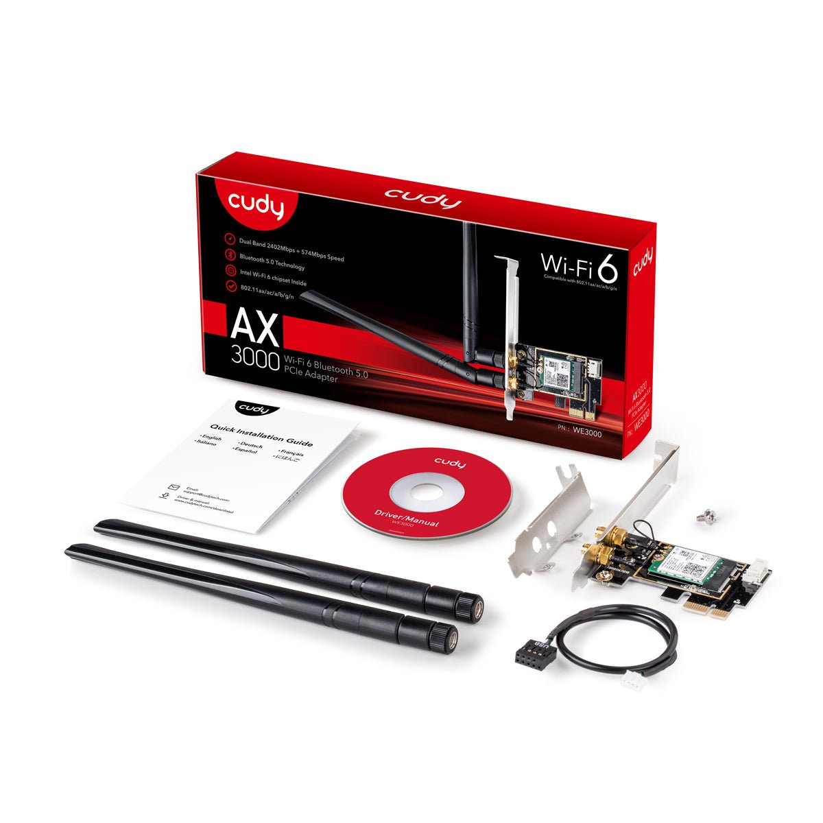 Adattatore PCI-E BT Wi-Fi 6 AX3000, WE3000 CUDY - immagine 7