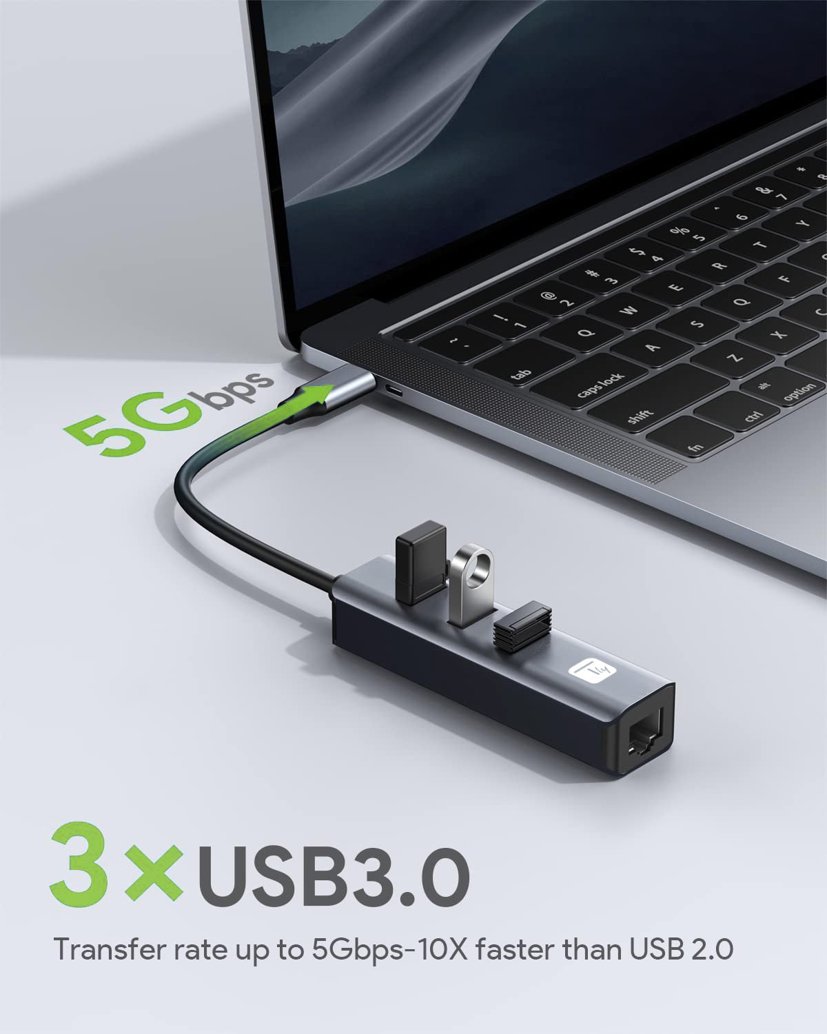 Adattatore Convertitore USB-C™ a RJ45 Gigabit con Hub 3 Porte USB 5 Gbps TECHLY - immagine 7