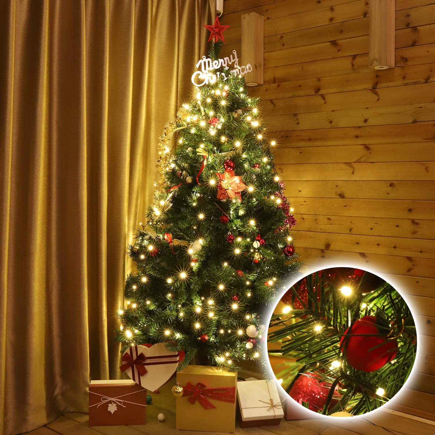 Catena Luminosa 280 Luci LED IP44 Bianco Caldo per Albero con Anello GOOBAY - immagine 7