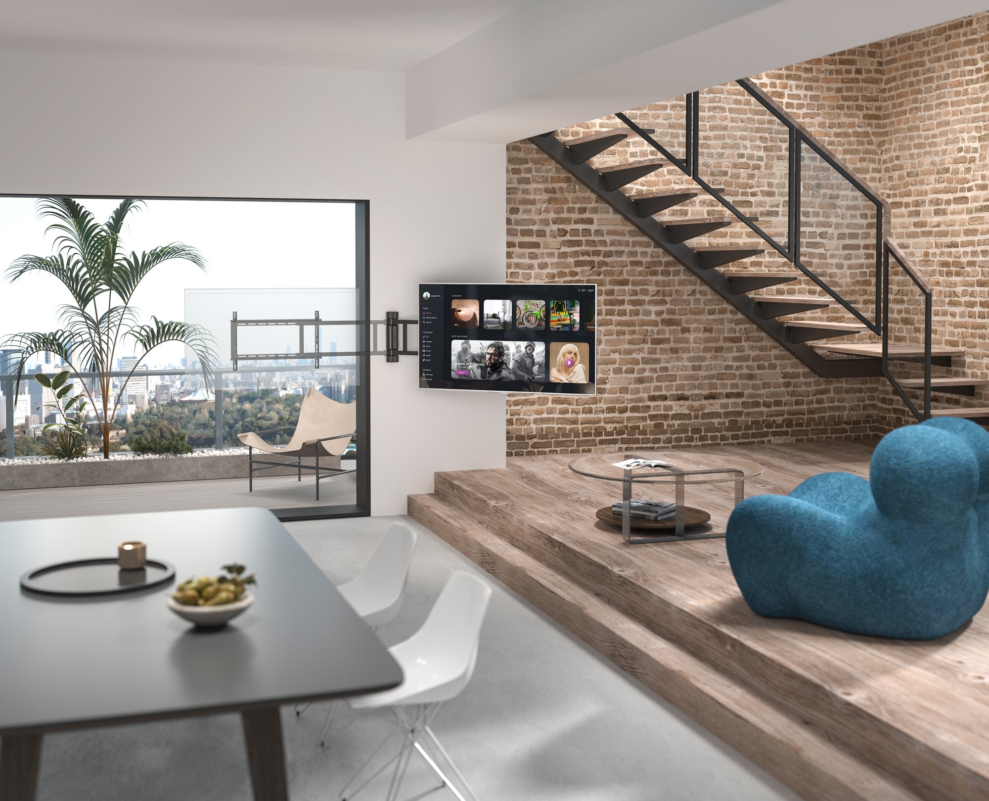 Supporto TV Basculante Motorizzato da Parete per TV da 32'' a 75'' TECHLY - immagine 6