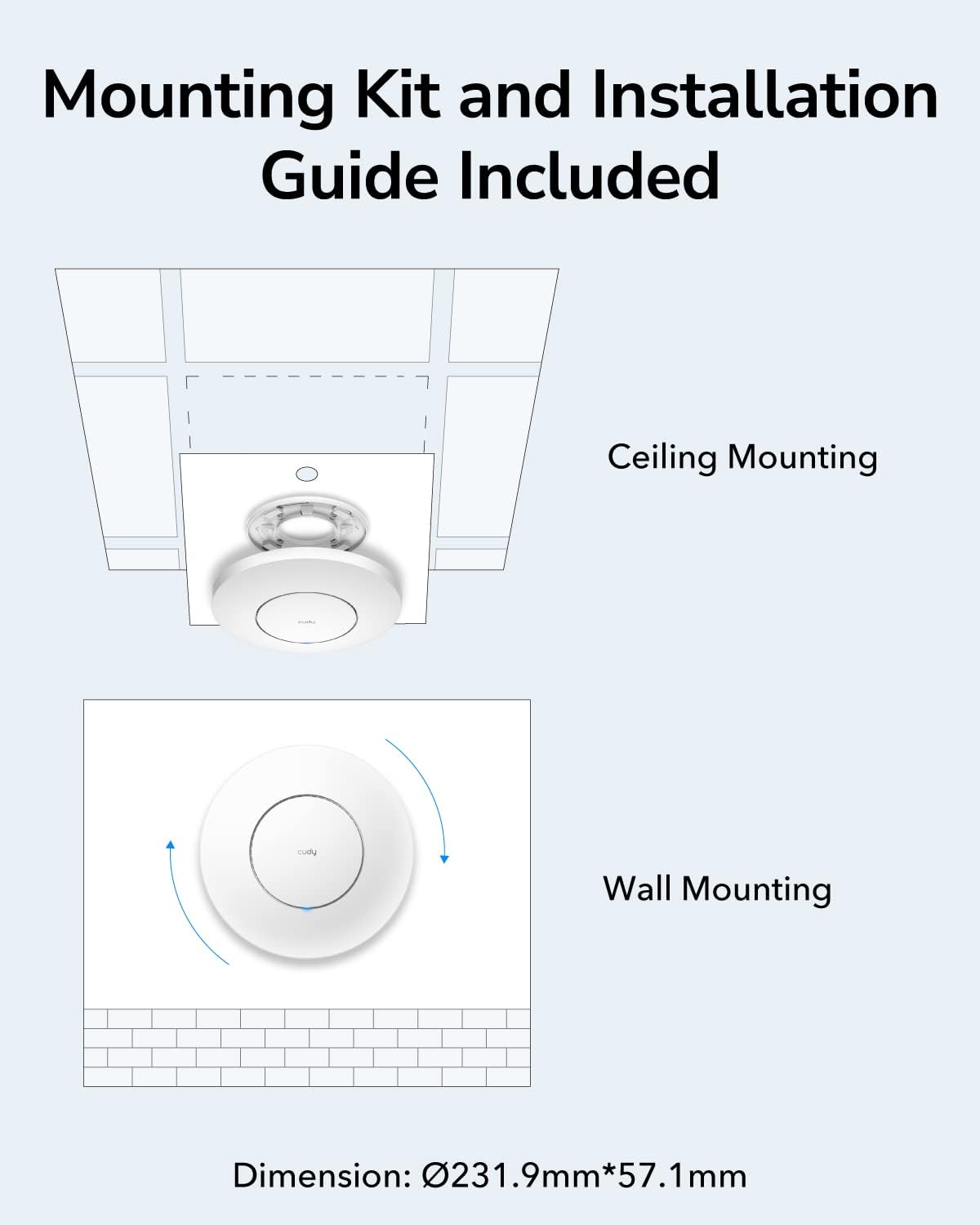 Punto di Accesso Wireless Gigabit Dual Band AC1200 PoE con supporto Mesh, AP1300 CUDY - immagine 7