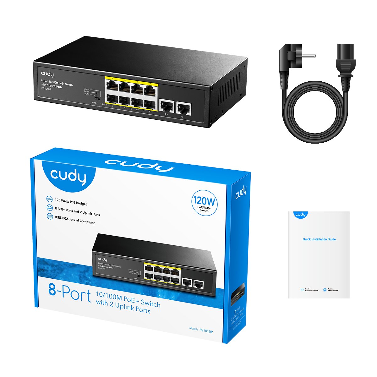 Switch PoE+ 10/100M a 8 Porte con 2 Porte Uplink, FS1010P CUDY - immagine 7