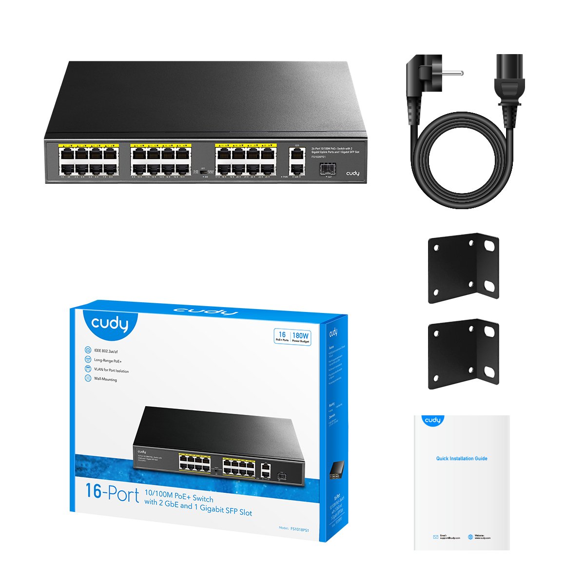 Switch PoE+ 10/100M a 16 Porte con 2GbE e 1 Porta SFP, FS1018PS1 CUDY - immagine 7