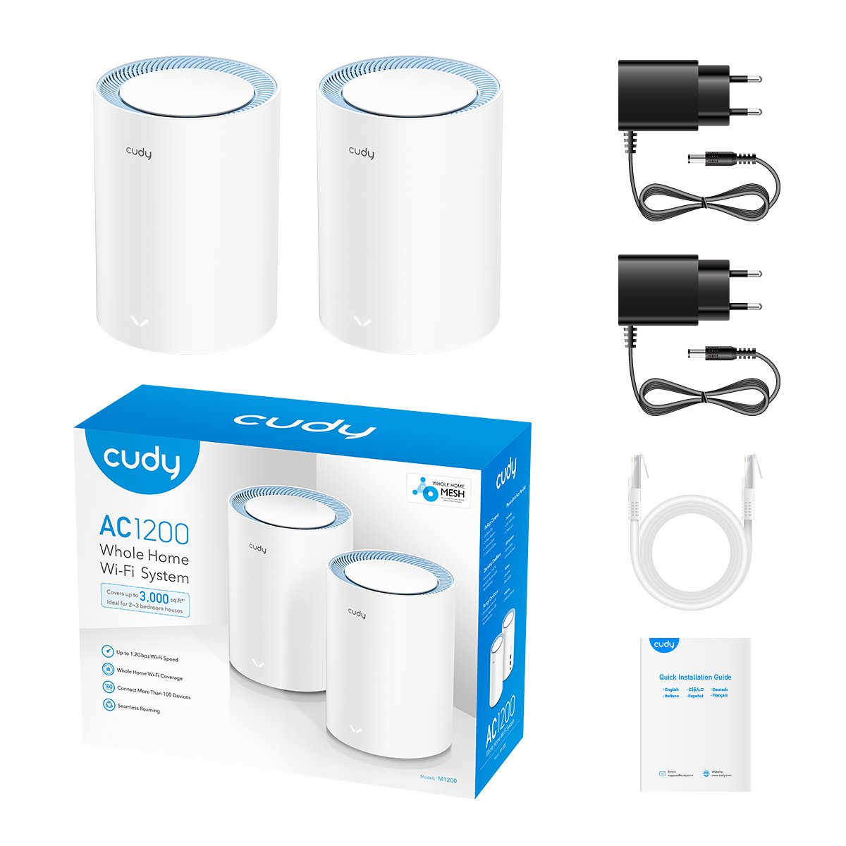 Sistema Wi-Fi Mesh AC1200 Dual Band per Tutta la Casa, M1200 2pz CUDY - immagine 7