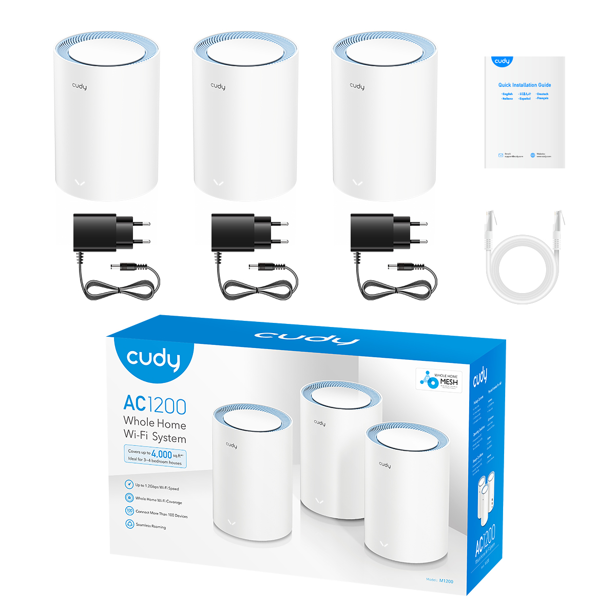 Sistema Wi-Fi Mesh AC1200 Dual Band per Tutta la Casa, M1200 3pz CUDY - immagine 7