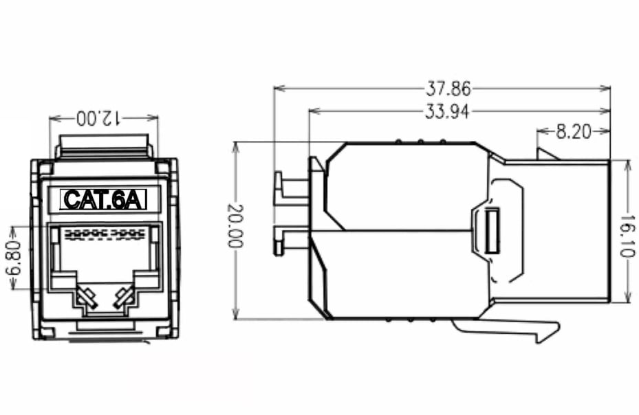 Frutto Keystone RJ45 Cat.6A UTP Tool-Free Nero Grigio TECHLY PROFESSIONAL - immagine 6